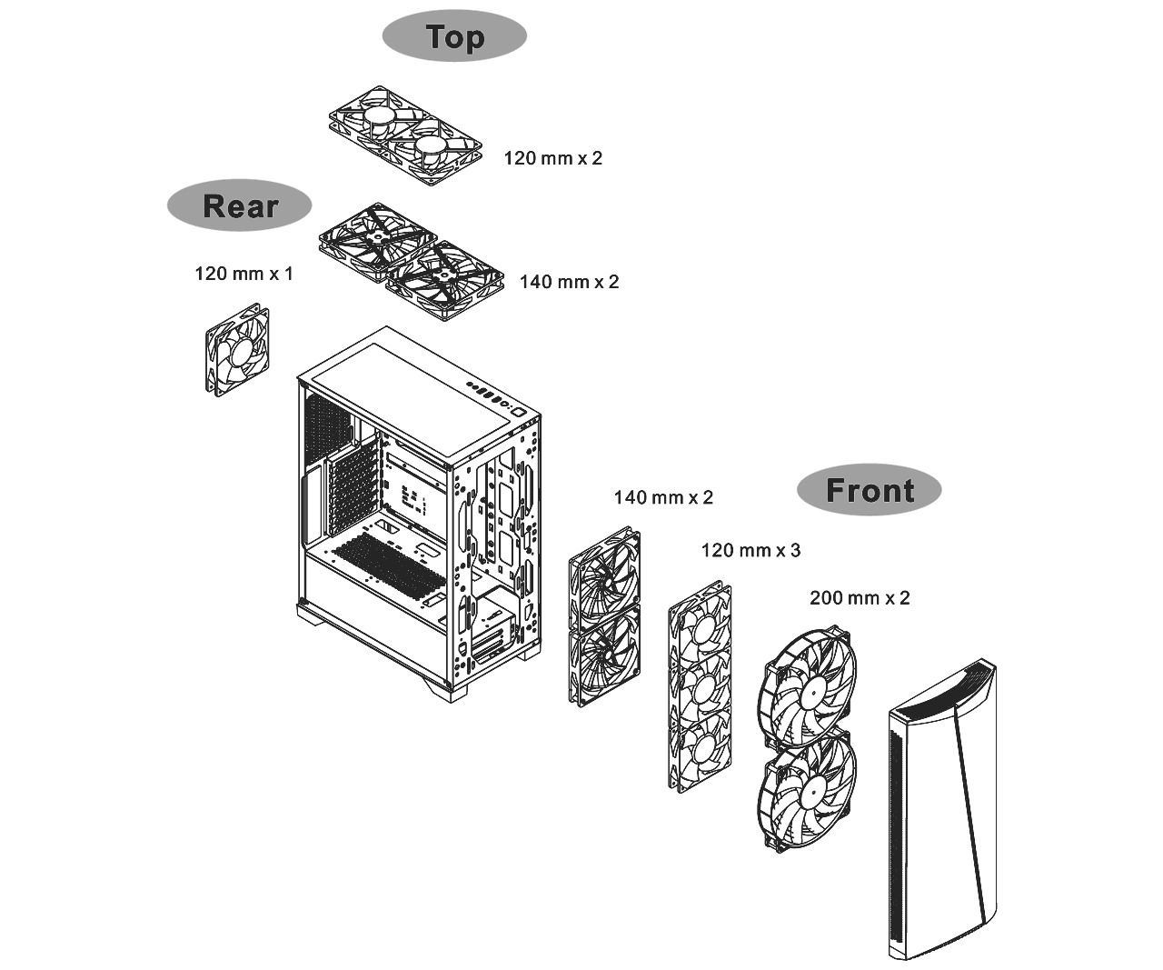 pic10 Thermaltake H350 RGB BLACK Tempered Glass Mid-Tower Case Model: CA-1R9-00M1WN-00 - GameDude Computers