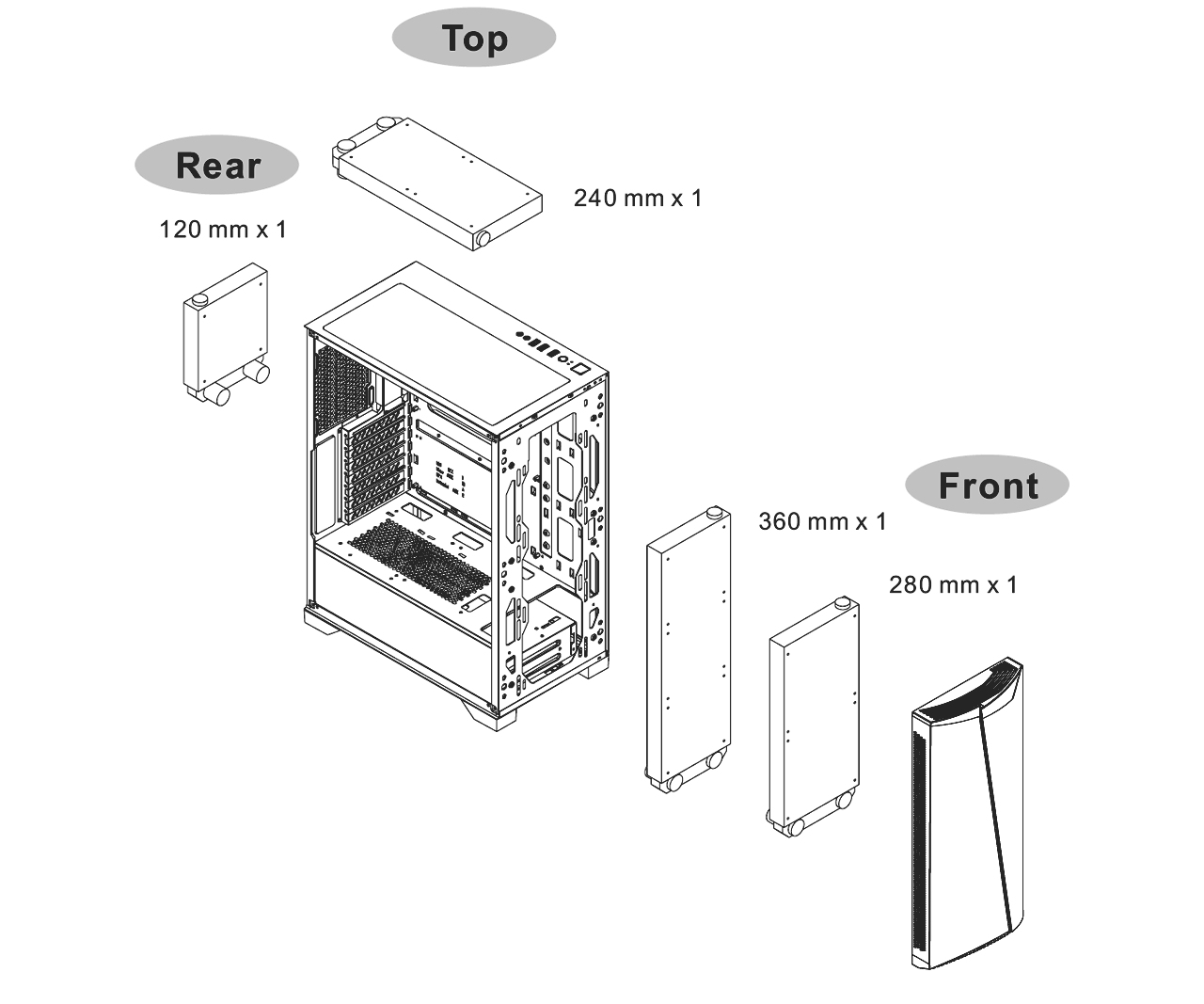 pic9 Thermaltake H350 RGB BLACK Tempered Glass Mid-Tower Case Model: CA-1R9-00M1WN-00 - GameDude Computers