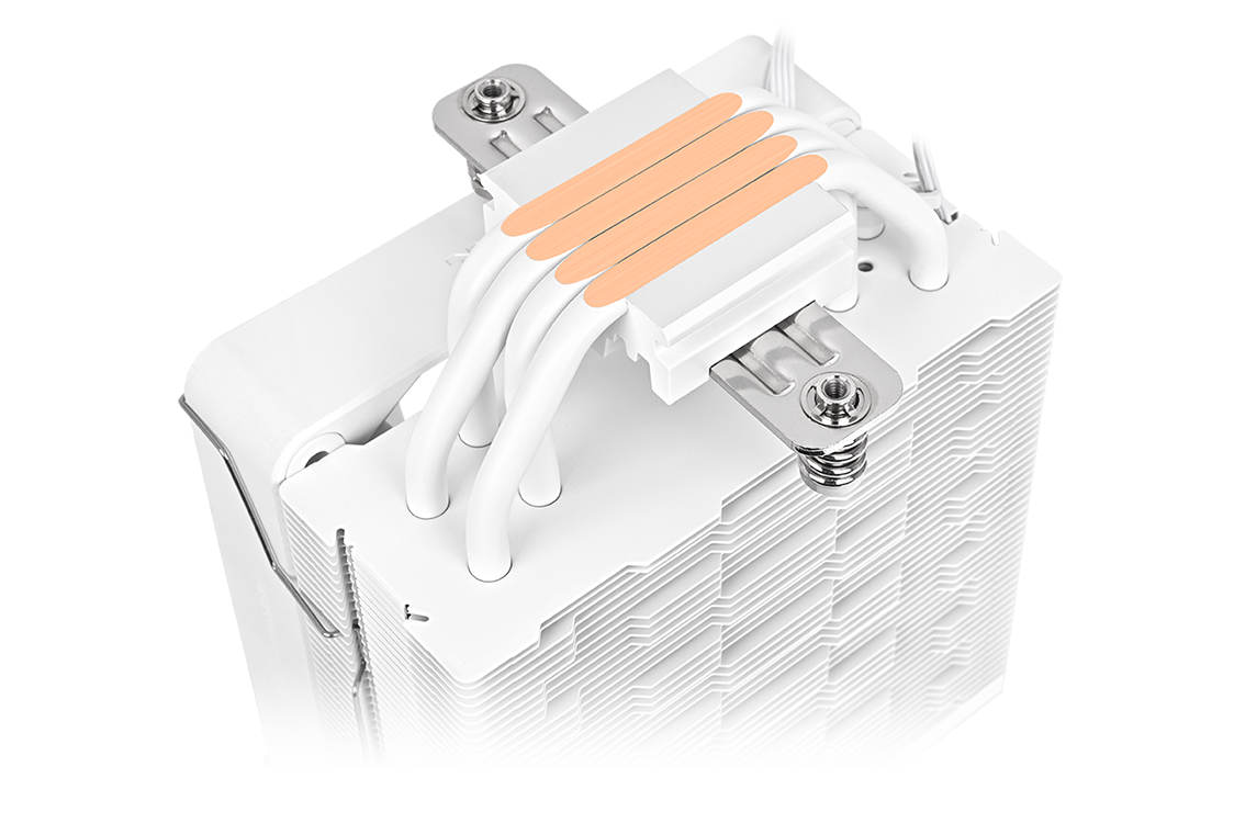 Thermaltake CPU cooler with four U-shaped copper heat pipes in white for efficient heat transfer