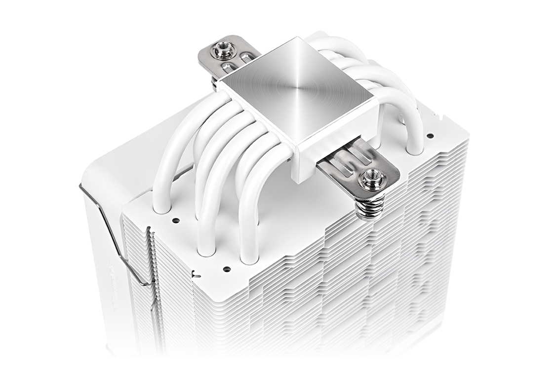 Image showing the ASTRIA200 cooling solution with six U-shaped copper heat pipes in white for efficient heat dissipation