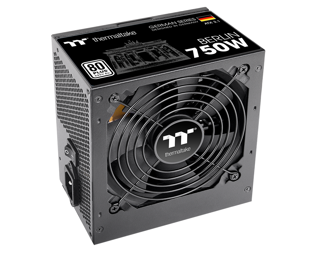 BERLIN 750W power supply unit with ultra-quiet 120mm fan providing excellent airflow and low noise