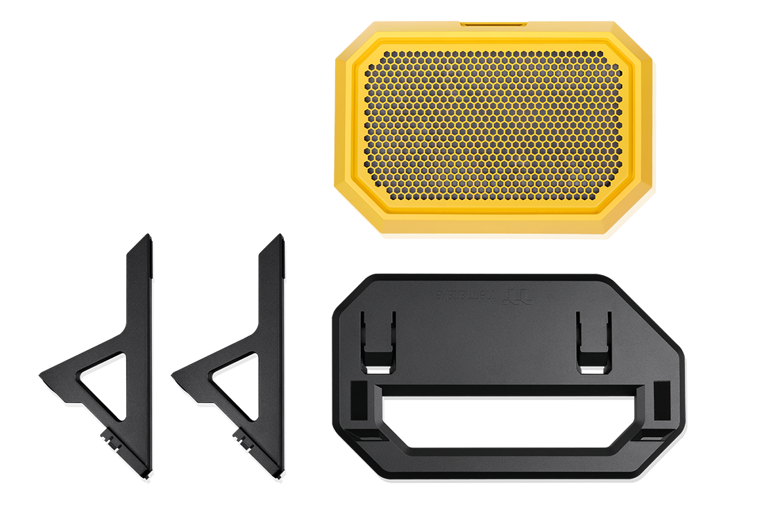 Image of The Tower 600 chassis stand in Butter Caramel for horizontal case placement