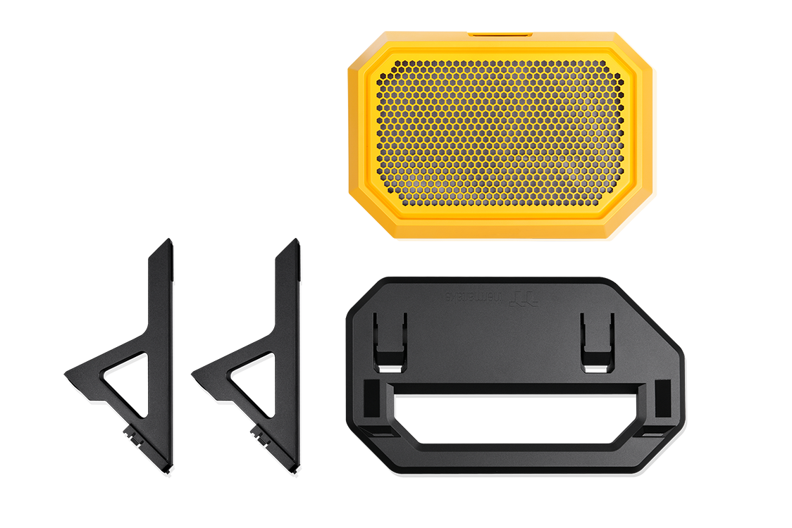 Image of The Tower 600 chassis stand in Bumblebee for horizontal case placement