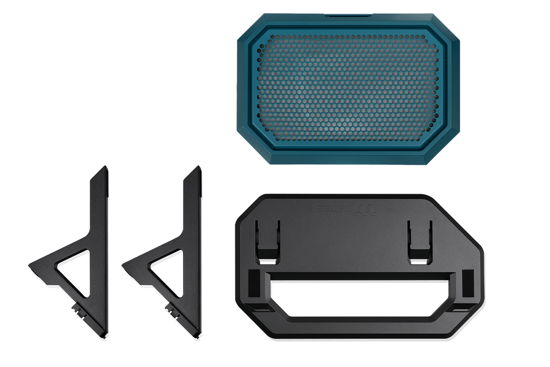 Image of The Tower 600 chassis stand in Transformative Teal for horizontal case placement