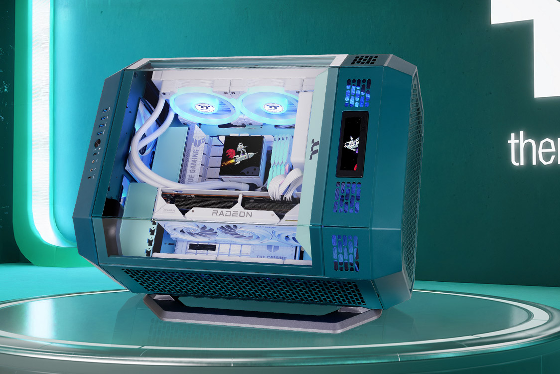 Image of The Tower 600 chassis with horizontal placement option for unique viewing