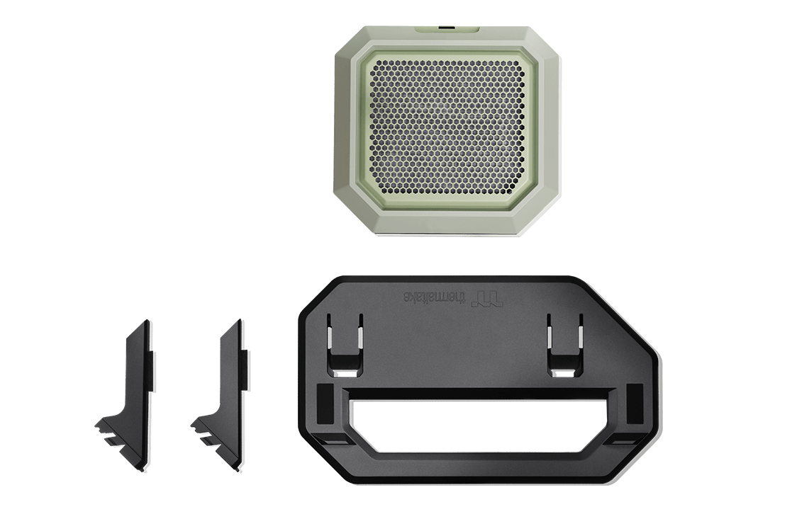 Tower 250 stand with bottom cover panel, display stand, and dust filter.