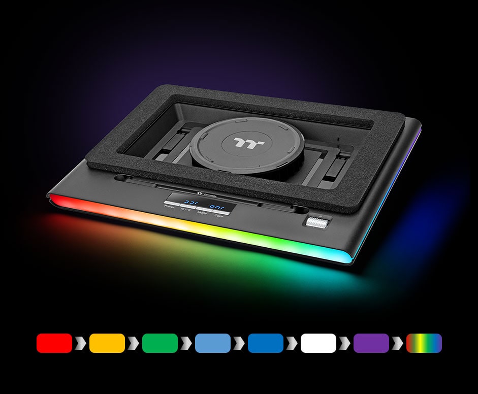 Massive EXTREME showcasing dynamic RGB lighting with 5 modes and 256-color spectrum for customization.