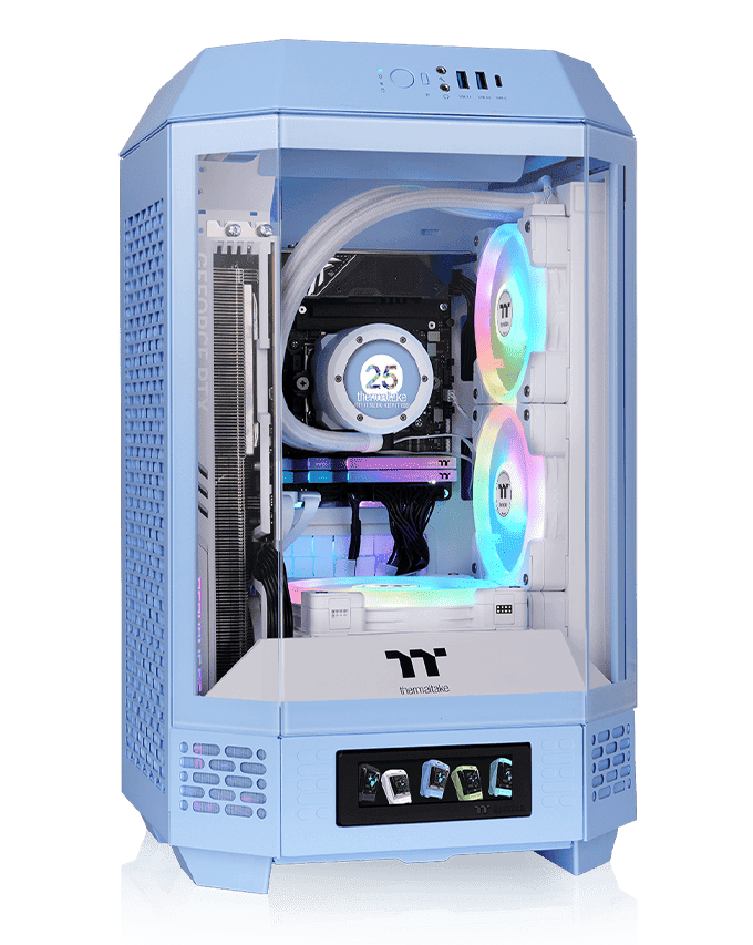 The Tower 250 Hydrangea Blue Mini Tower Chassis with cooling support