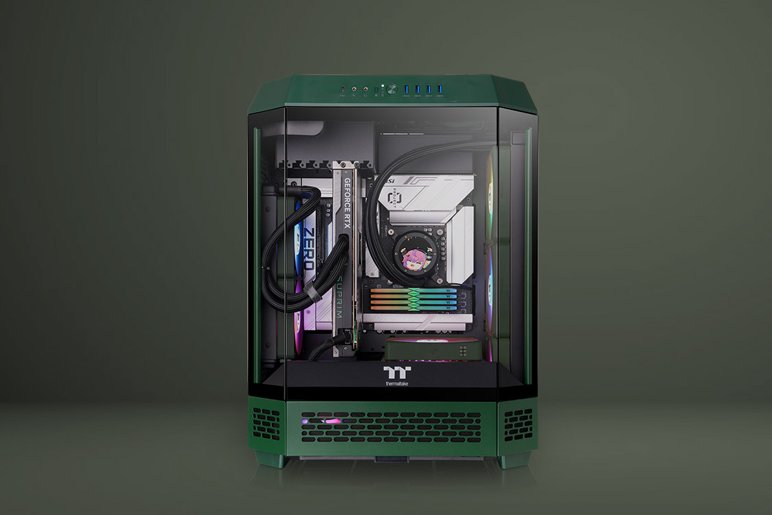 Thermaltake Tower 600 Racing Green edition, octagonal prism design for flexibility and workspace integration